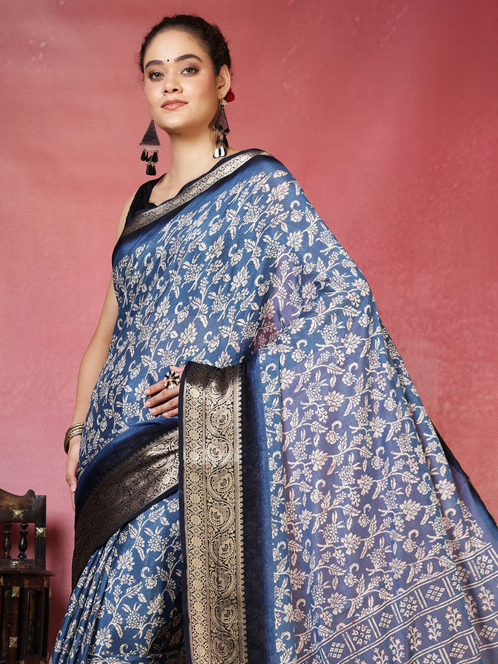 Floral Printed Art Silk Saree