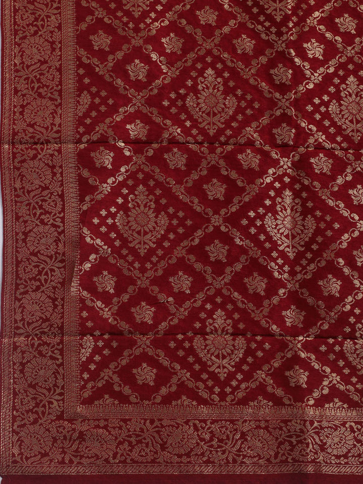 Woven Design Chanderi Unstitched Suit With Dupatta