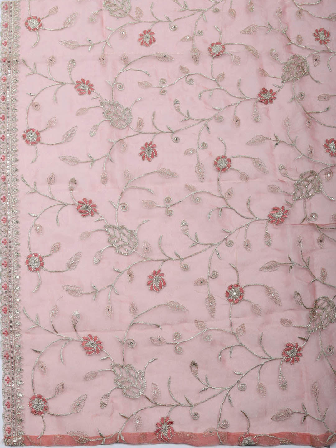Embroidered Tissue Unstitched Suit With Pant &amp; Dupatta