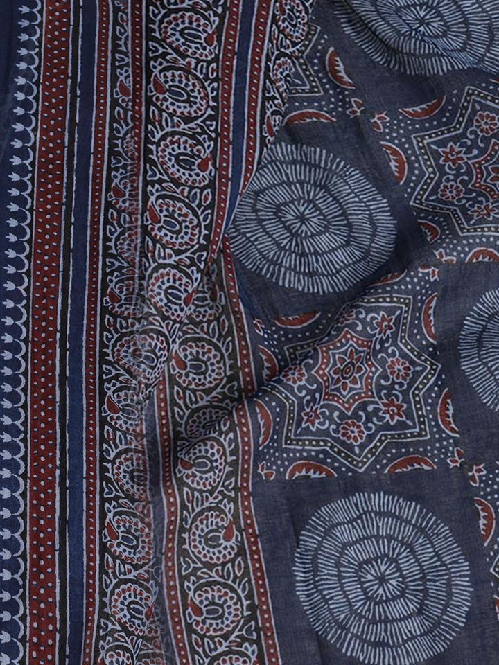 Printed Cotton Blend Unstitched Suit Piece With Dupatta
