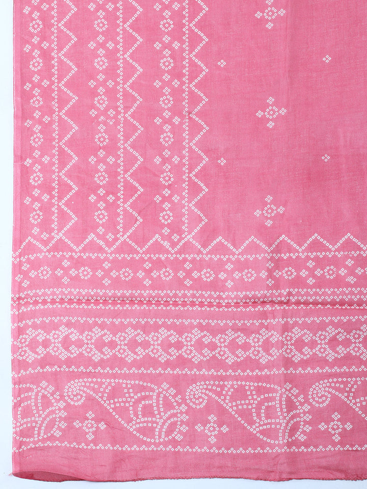 Printed Cotton Blend Unstitched Suit With Pant &amp; Dupatta