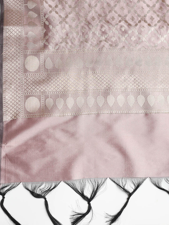 Woven Banarasi Chanderi Unstitched Suit With Dupatta