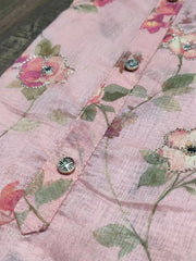 Embroidered Chanderi Unstitched Suit With Pant