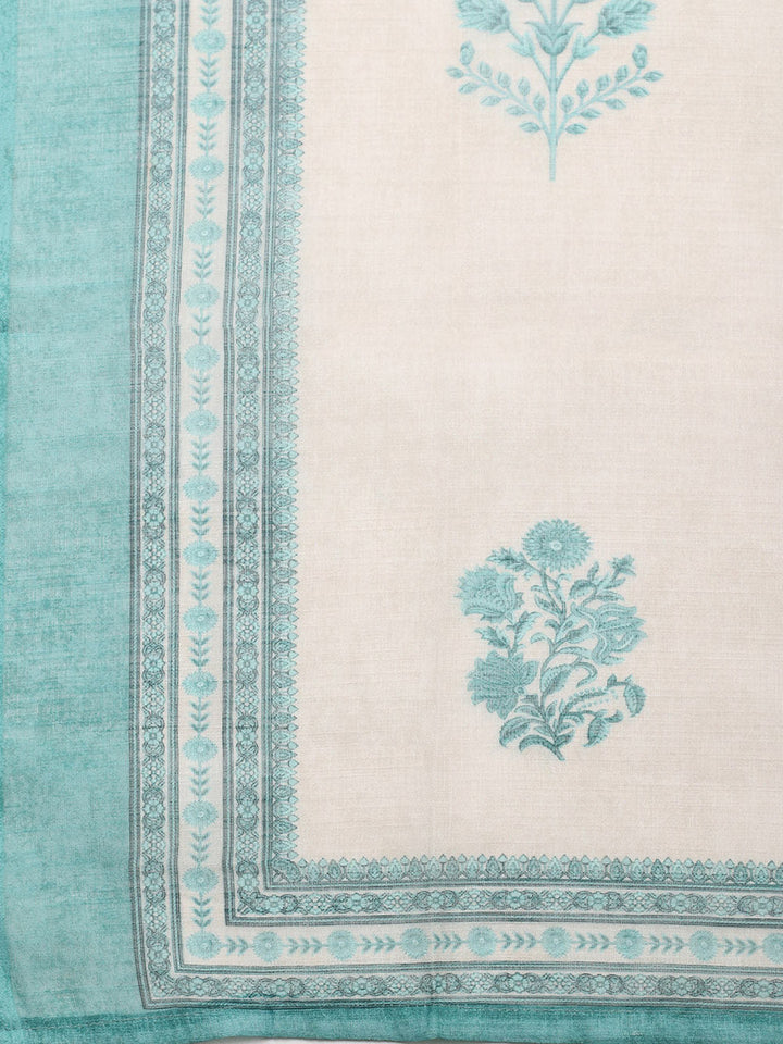 Embroidered Cotton Blend Unstitched Suit With Pant &amp; Dupatta