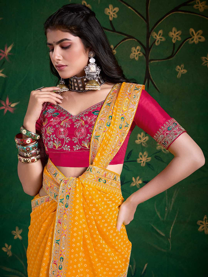 Bandhani Printed Georgette Saree
