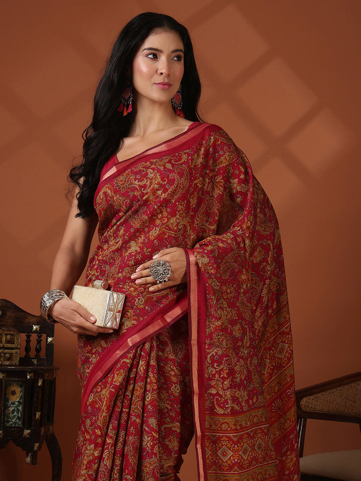 Digital Printed Art Silk Saree