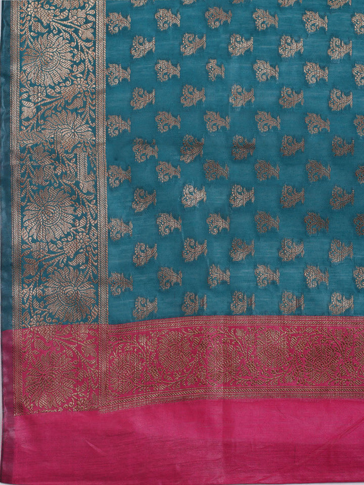 Woven Chanderi Unstitched Suit With Dupatta