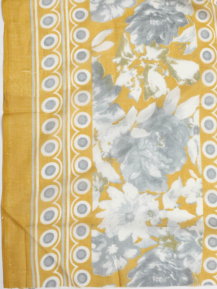 Printed Cotton Blend Unstitched Suit With Dupatta