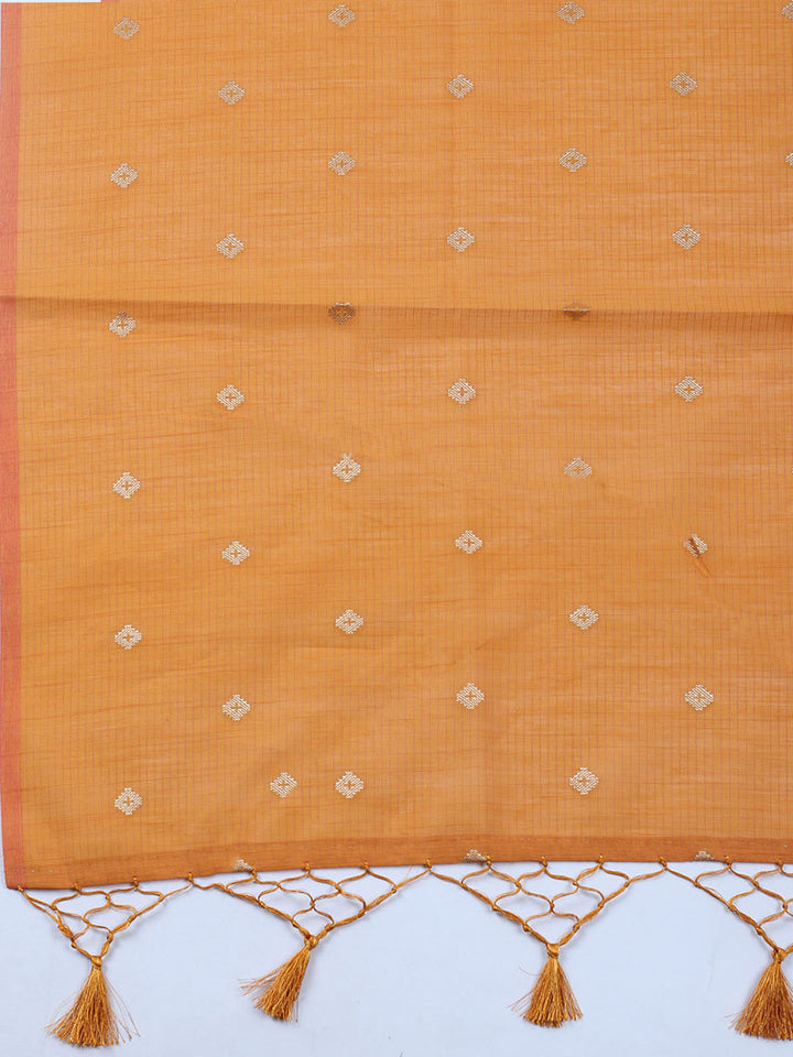 Embroidered Chanderi Unstitched Suit With Pant &amp; Dupatta