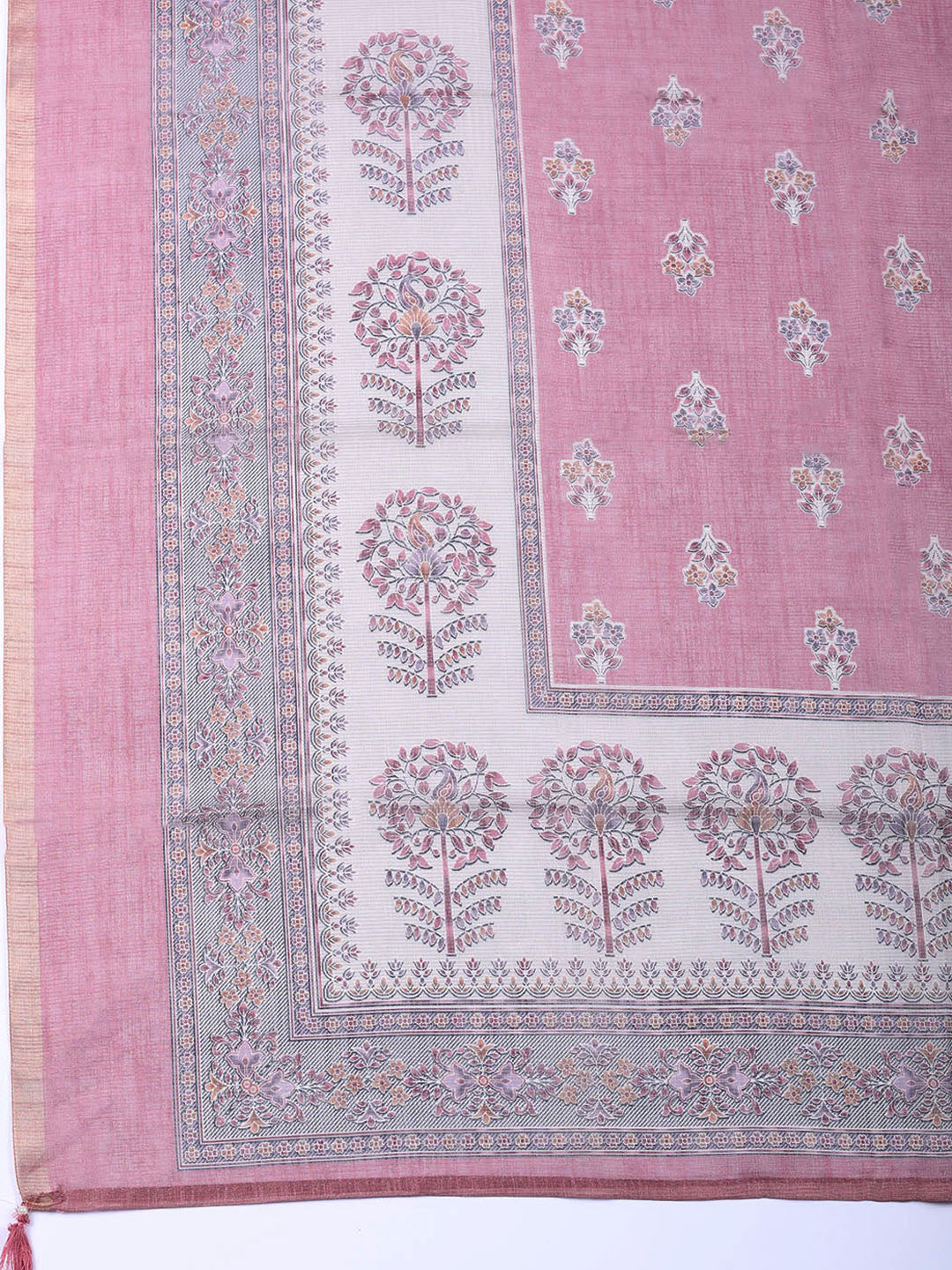 Embroidered Tissue Unstitched Suit With Pant &amp; Dupatta