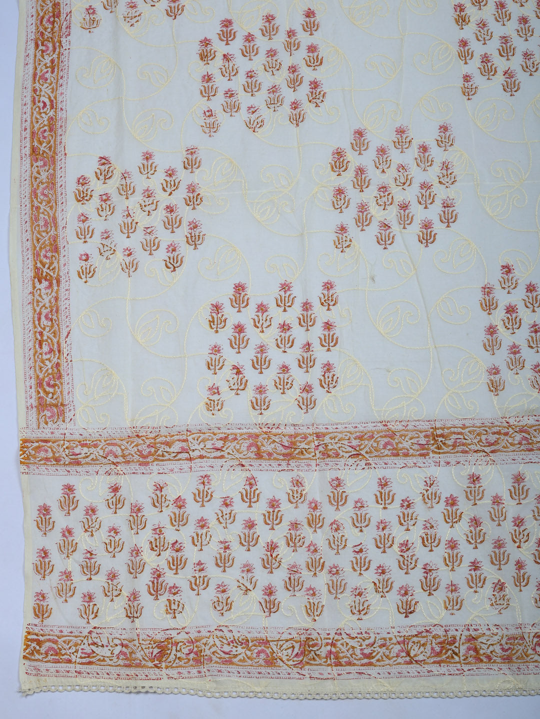 Printed Cotton Blend Unstitched Suit With Pant &amp; Dupatta