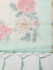 Embroidered Cotton Blend Unstitched Suit With Pant & Dupatta