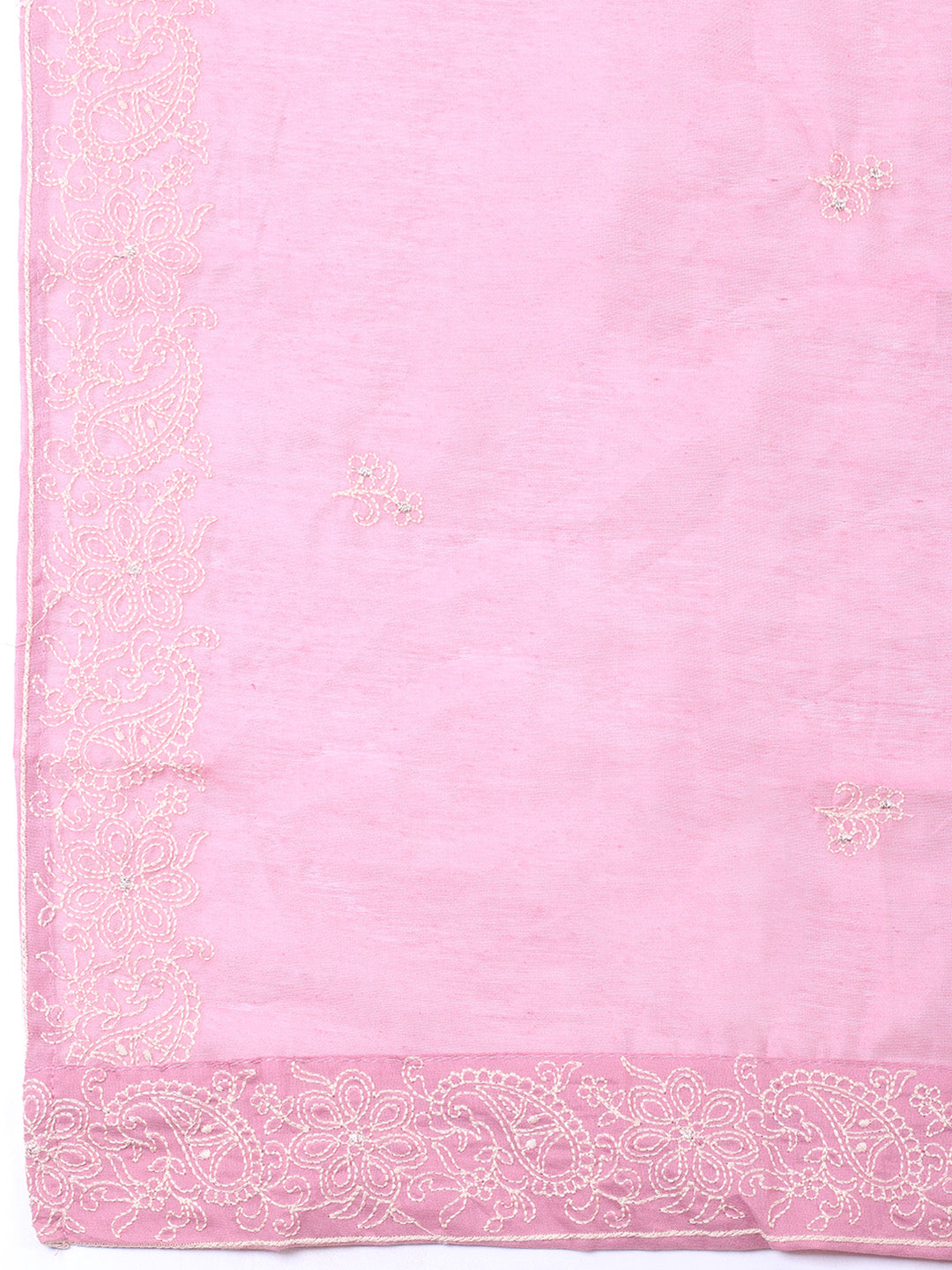 Embroidered Cotton Blend Unstitched Suit With Pant &amp; Dupatta
