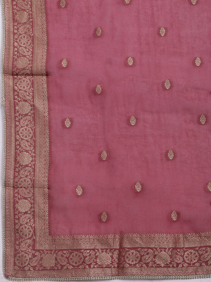 Woven Design Chanderi Unstitched Suit With Dupatta