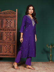 Printed Cotton Blend Kurta With Pant & Dupatta