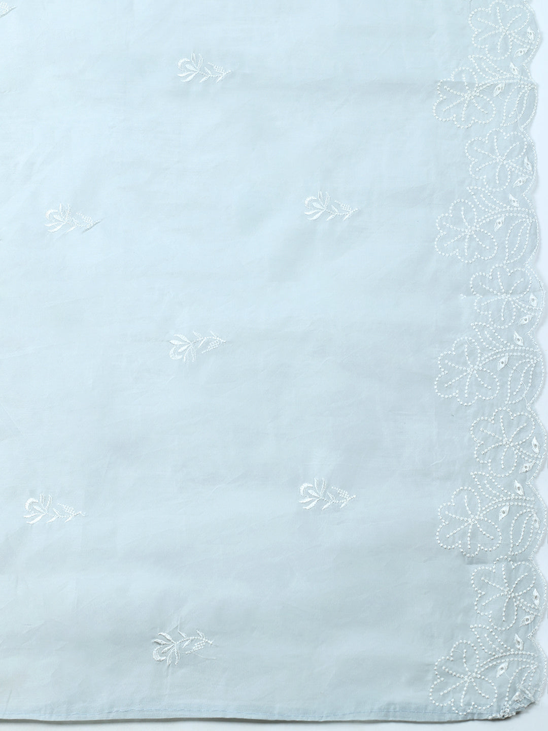 Embroidered Cotton Blend Unstitched Suit With Pant &amp; Dupatta