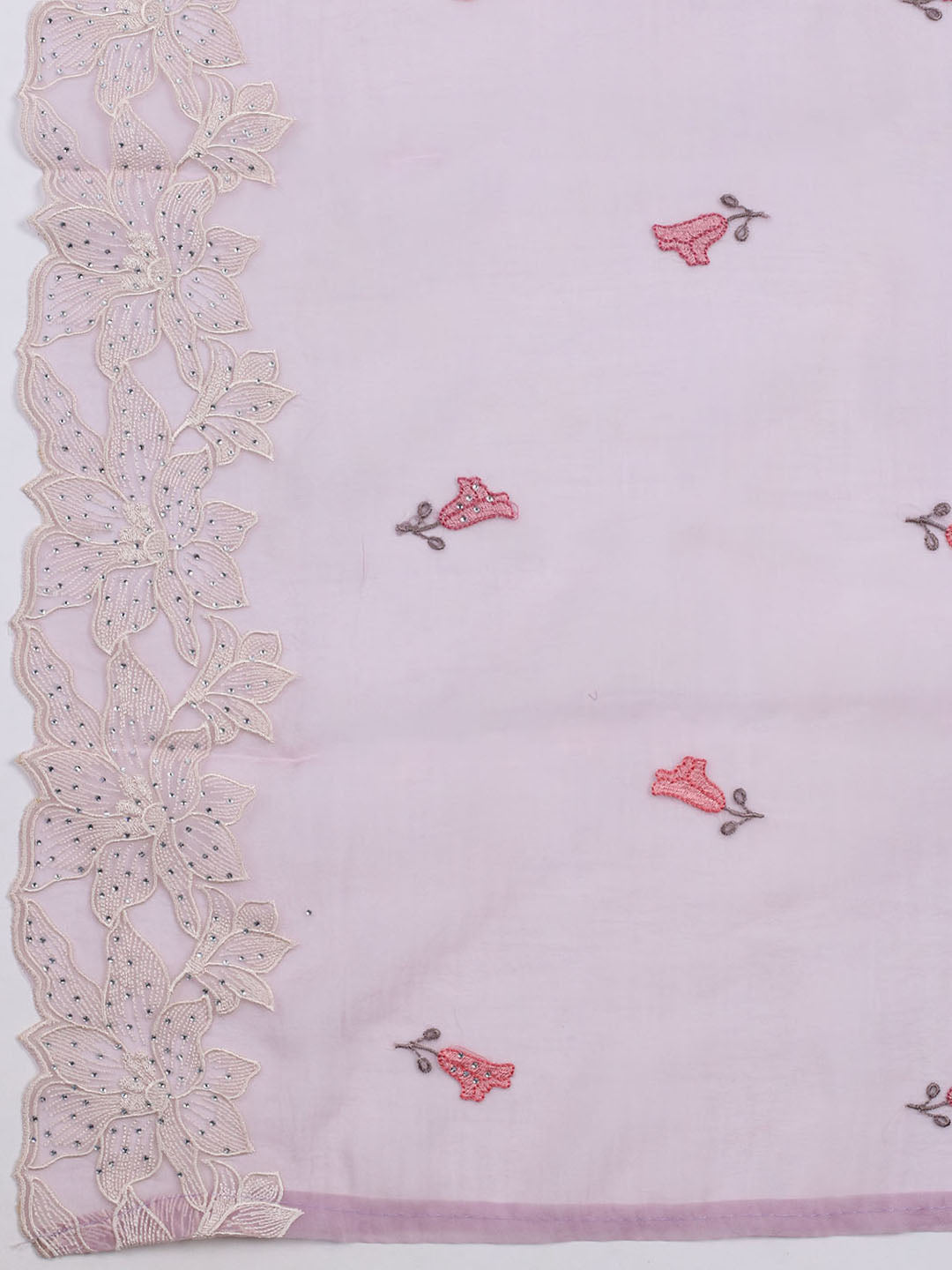 Embroidered Organza Unstitched Suit With Dupatta
