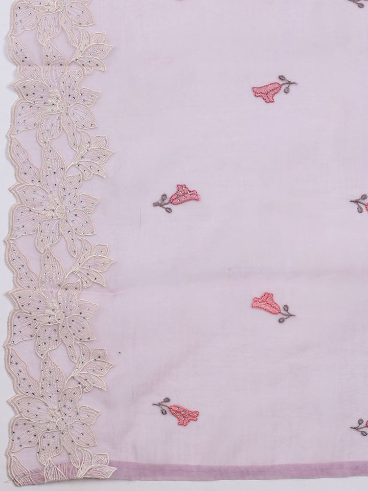 Embroidered Organza Unstitched Suit With Dupatta