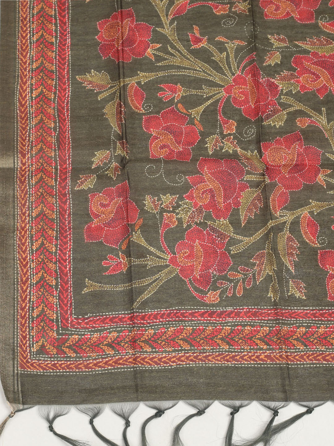 Embroidered Tussar Unstitched Suit With Dupatta