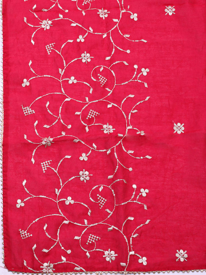 Embroidered Cotton Unstitched Suit With Pant &amp; Dupatta