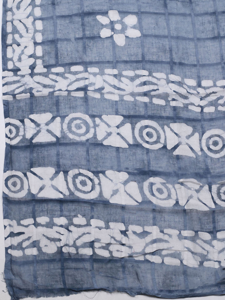 Printed Cotton Blend Unstitched Suit With Pant &amp; Dupatta