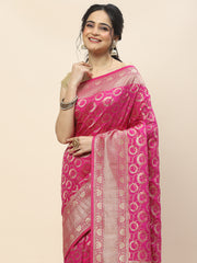 Zari Jaal Woven Crepe Saree