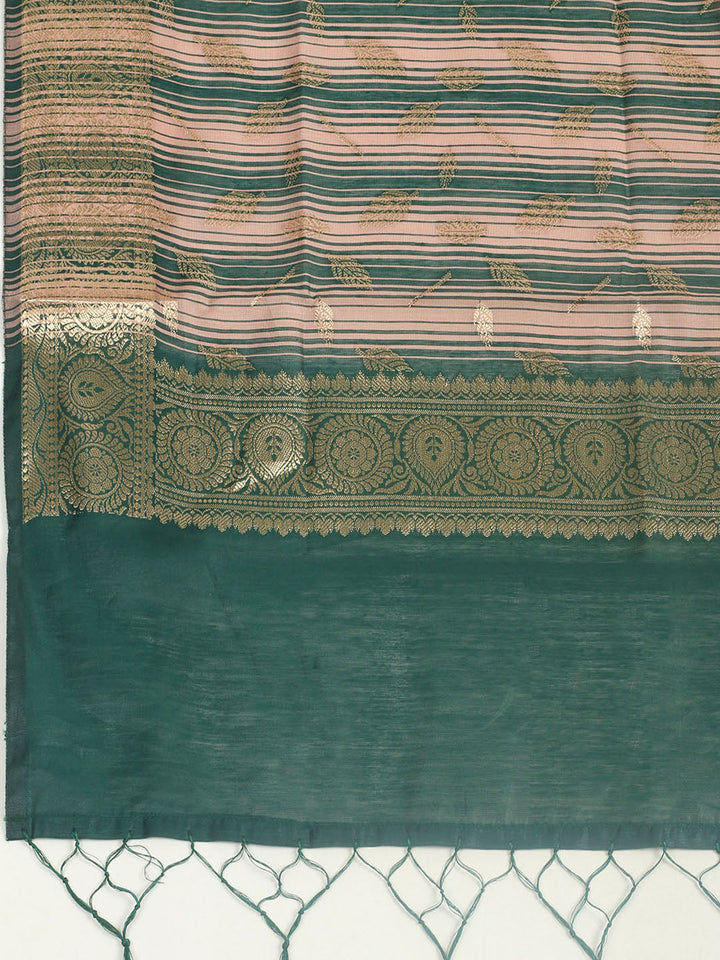 Woven Design Chanderi Unstitched Suit With Pant &amp; Dupatta