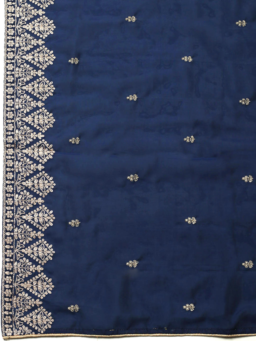 Embroidered Chanderi Unstitched Suit With Pant &amp; Dupatta
