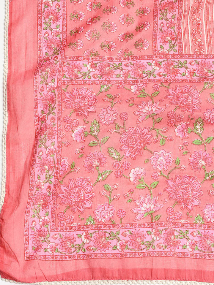 Printed Cotton Blend Unstitched Suit With Dupatta