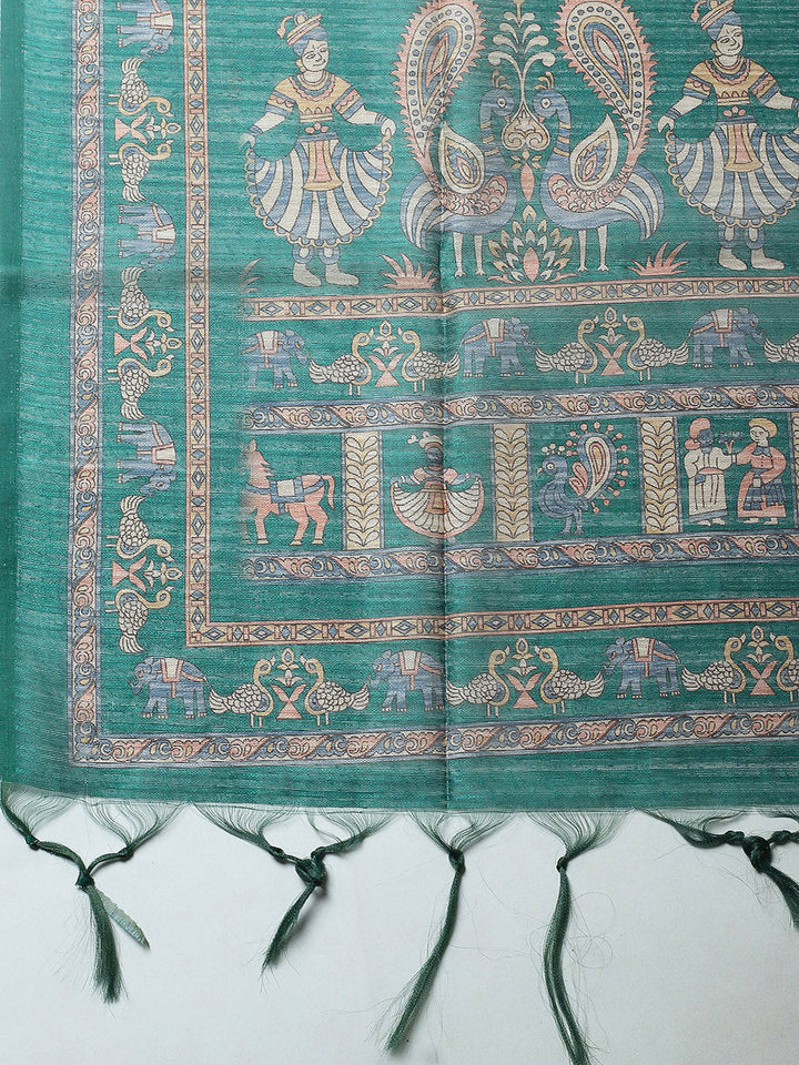 Embroidered Chanderi Unstitched Suit With Pant &amp; Dupatta