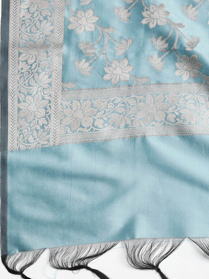 Woven Banarasi Chanderi Unstitched Suit With Dupatta