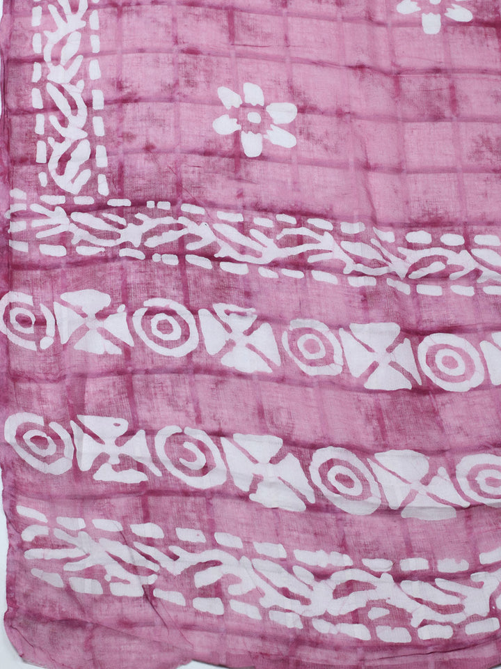 Printed Cotton Blend Unstitched Suit With Pant &amp; Dupatta