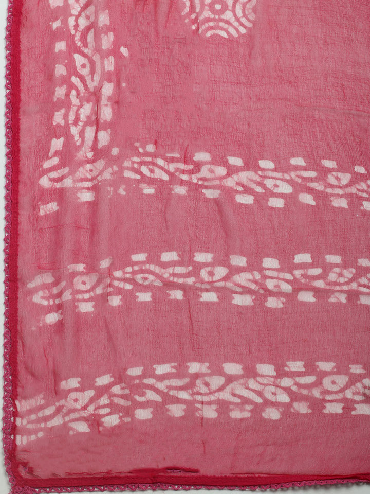 Printed Cotton Blend Unstitched Kurta With Pant &amp; Dupatta
