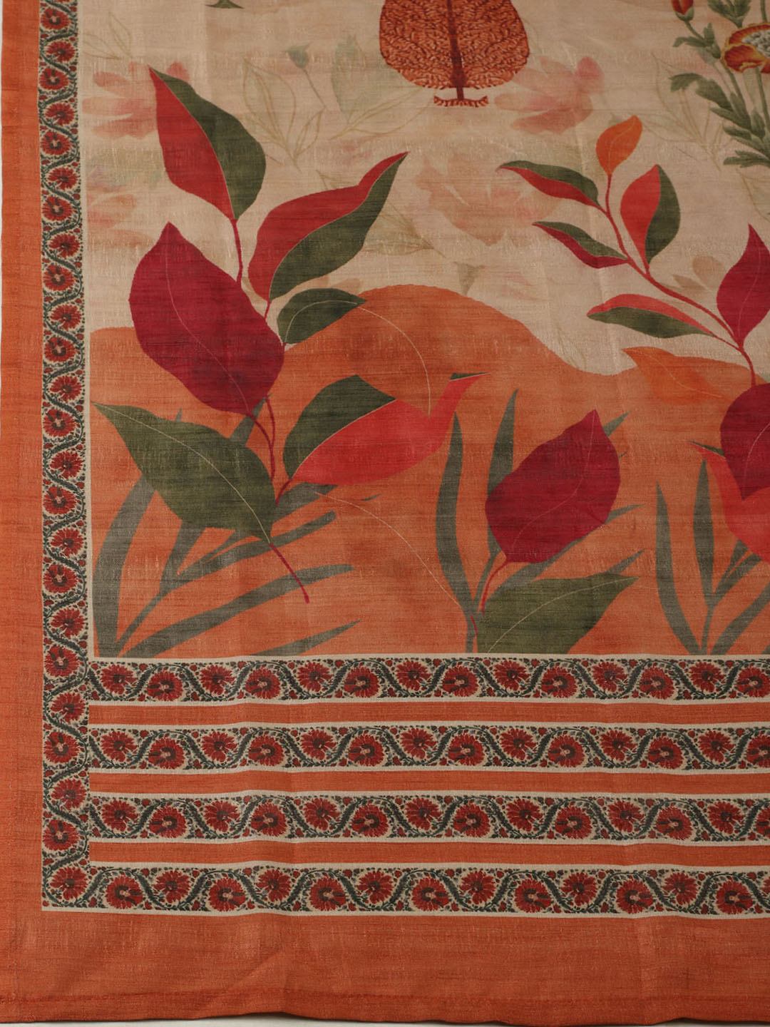 Embroidered Tussar Unstitched Suit With Pant &amp; Dupatta