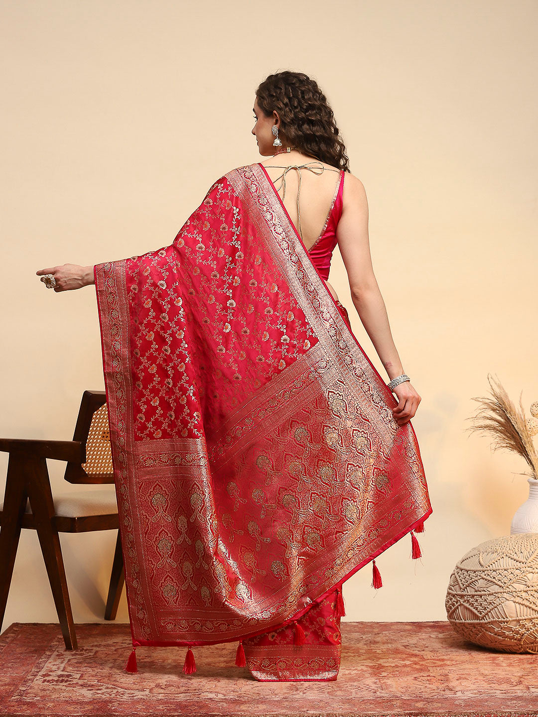 Woven Design Satin Saree