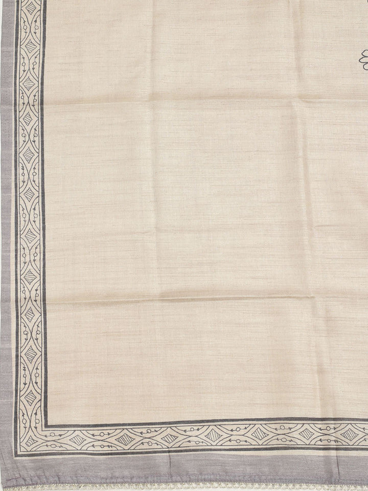 Embroidered Tussar Unstitched Suit With Dupatta