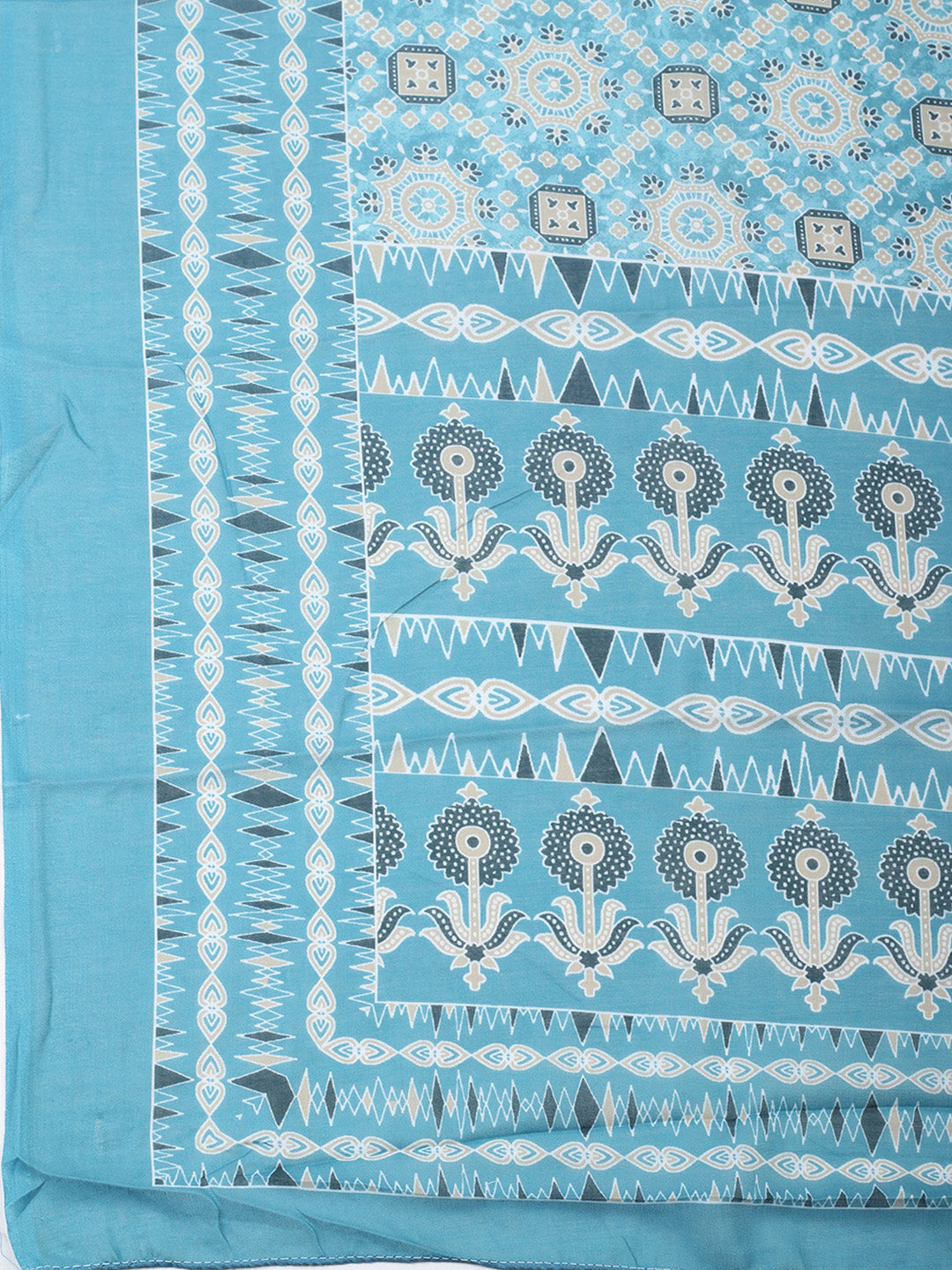 Printed Cotton Blend Unstitched Suit With Pant &amp; Dupatta