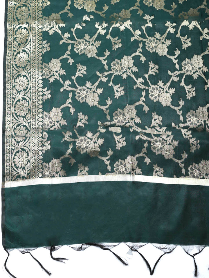 Banarasi Chanderi Unstitched Suit With Pant &amp; Dupatta