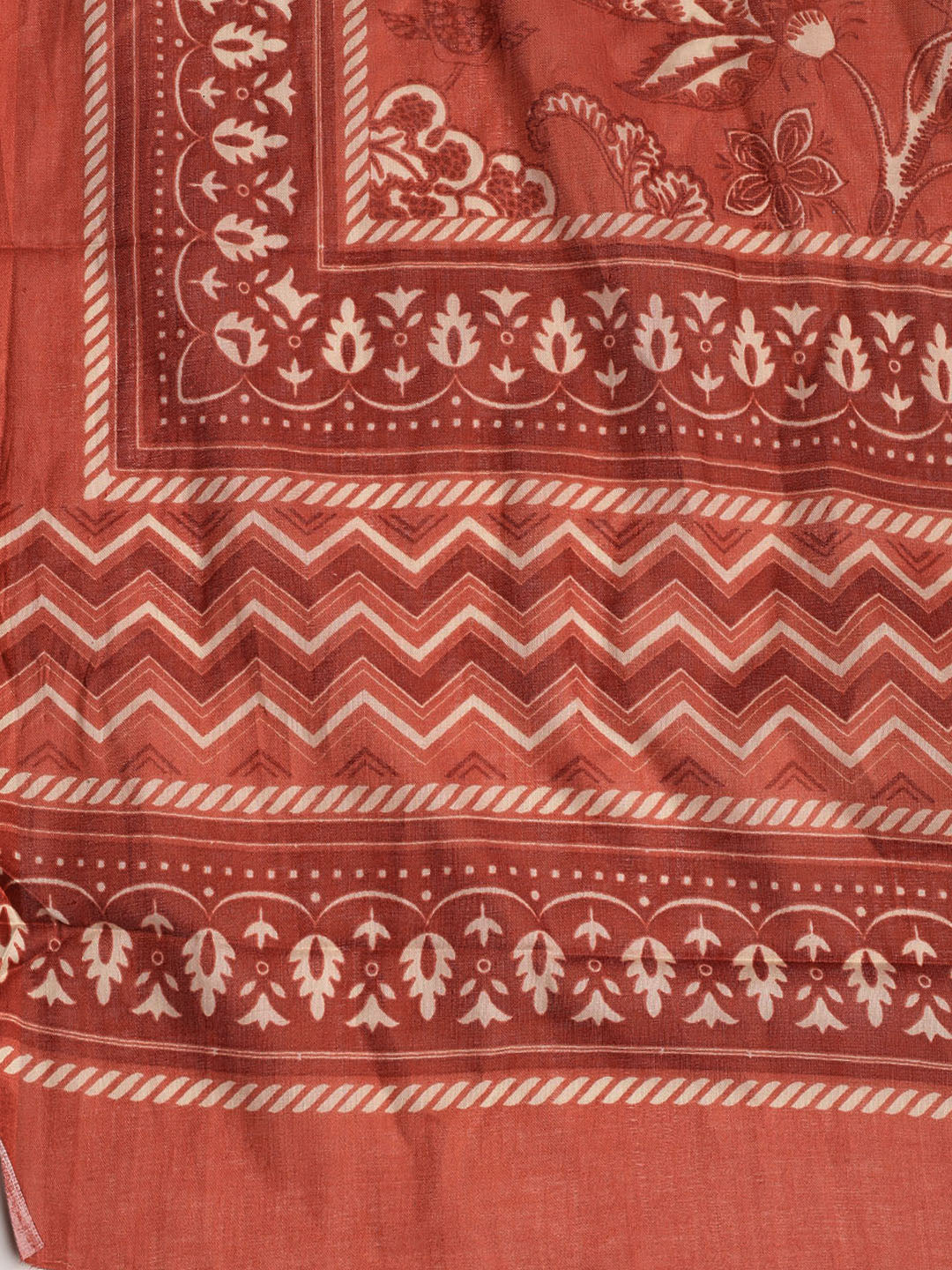 Patch Neck Cotton Blend Unstitched Suit With Dupatta