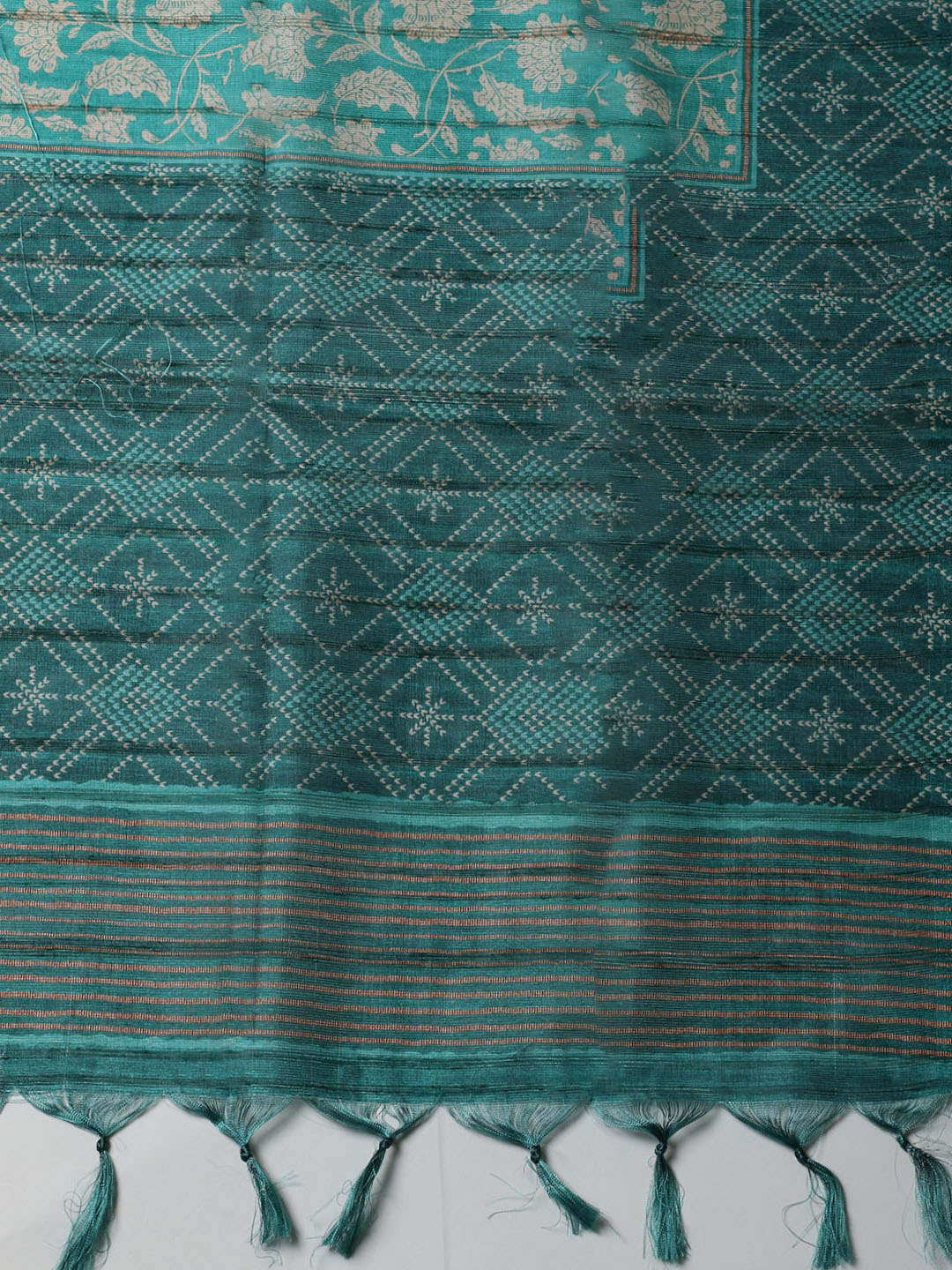 Embroidered Tussar Unstitched Suit With Pant &amp; Dupatta