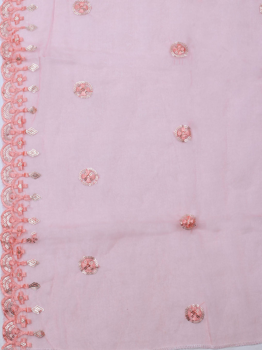 Neck Embroidered Chanderi Unstitched Suit With Dupatta