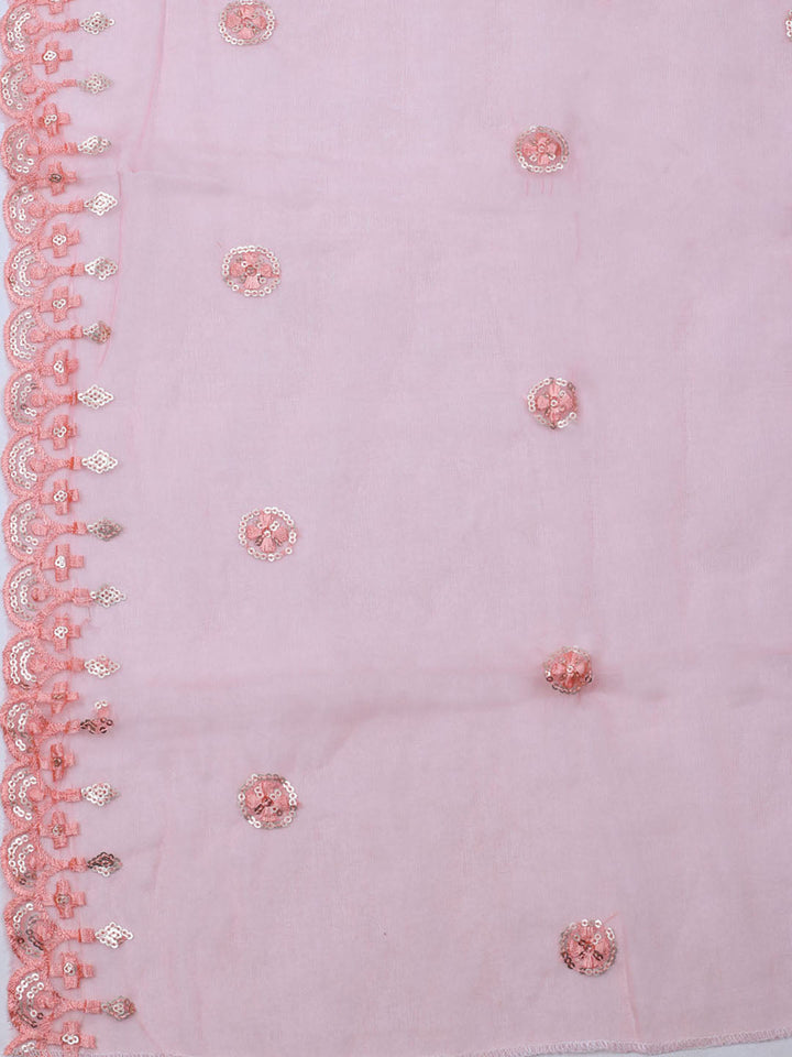 Neck Embroidered Chanderi Unstitched Suit With Dupatta