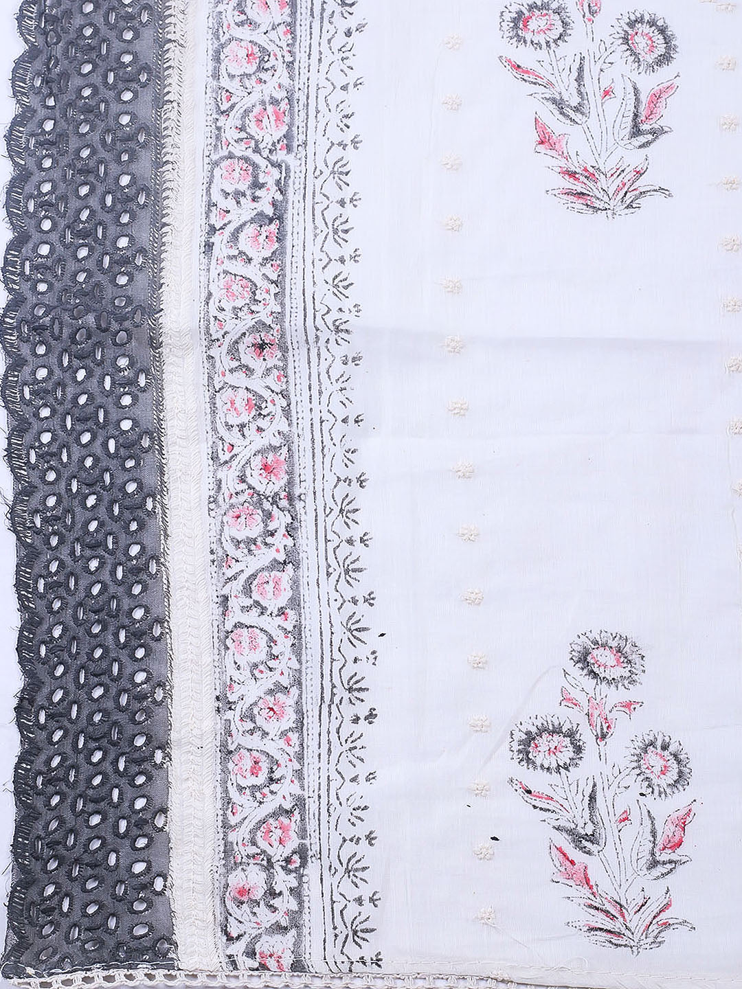 Embroidered Cotton Blend Unstitched Suit With Pant &amp; Dupatta