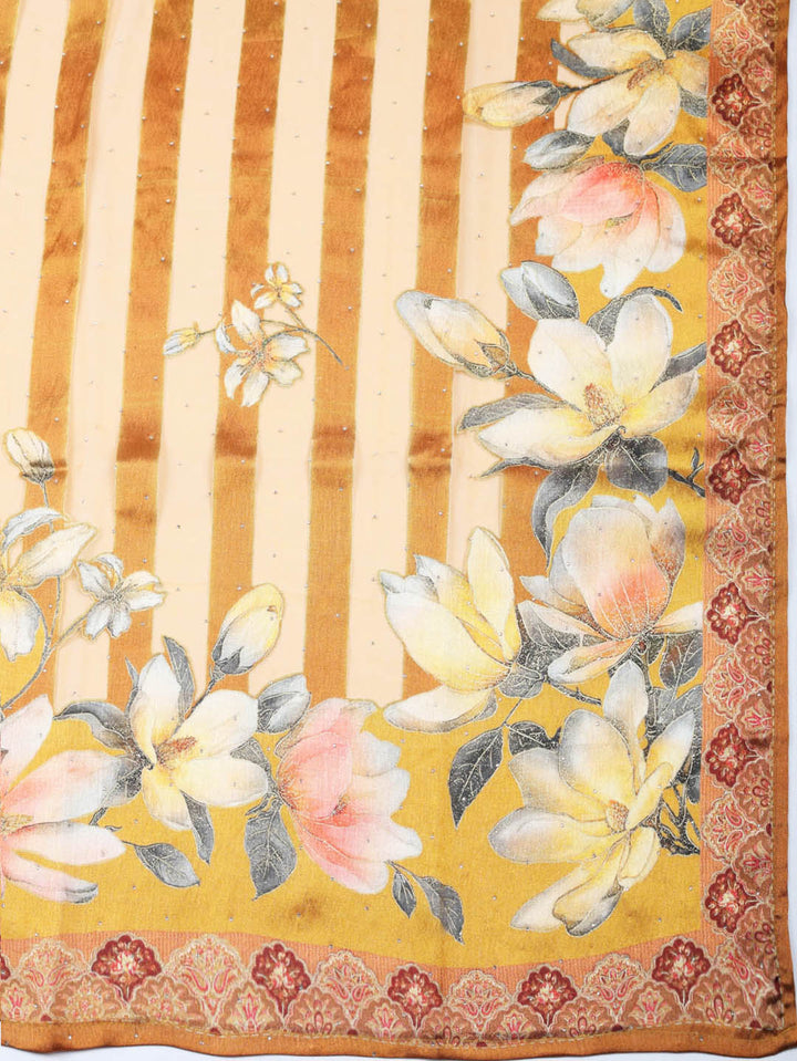 Woven Design Georgette Unstitched Suit With Pant &amp; Dupatta