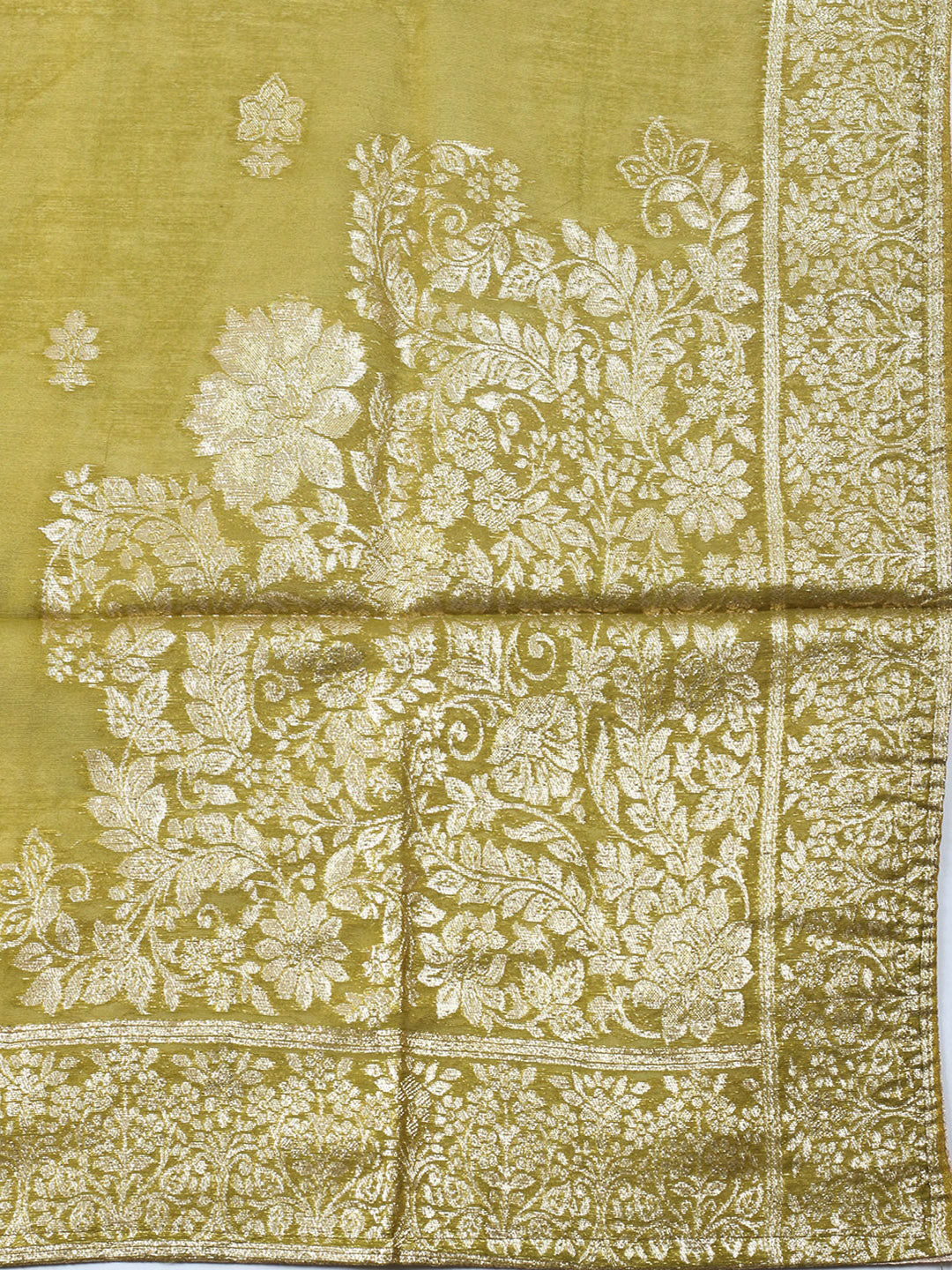Embroidered Chanderi Unstitched Suit With Pant &amp; Dupatta