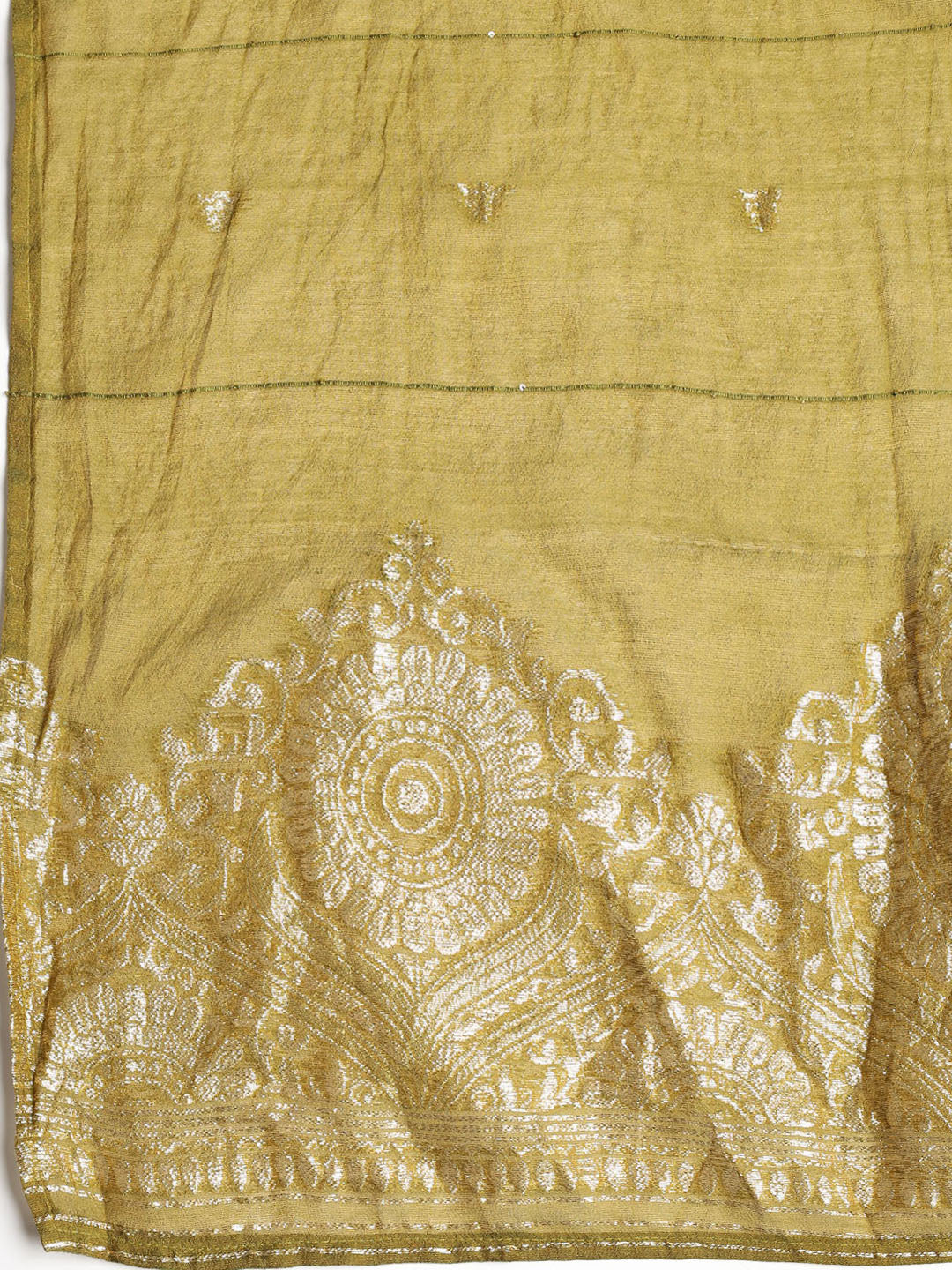 Neck Embroidered Chanderi Unstitched Suit With Dupatta