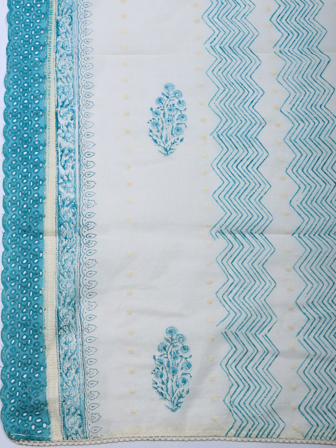 Embroidered Cotton Blend Unstitched Suit With Pant &amp; Dupatta