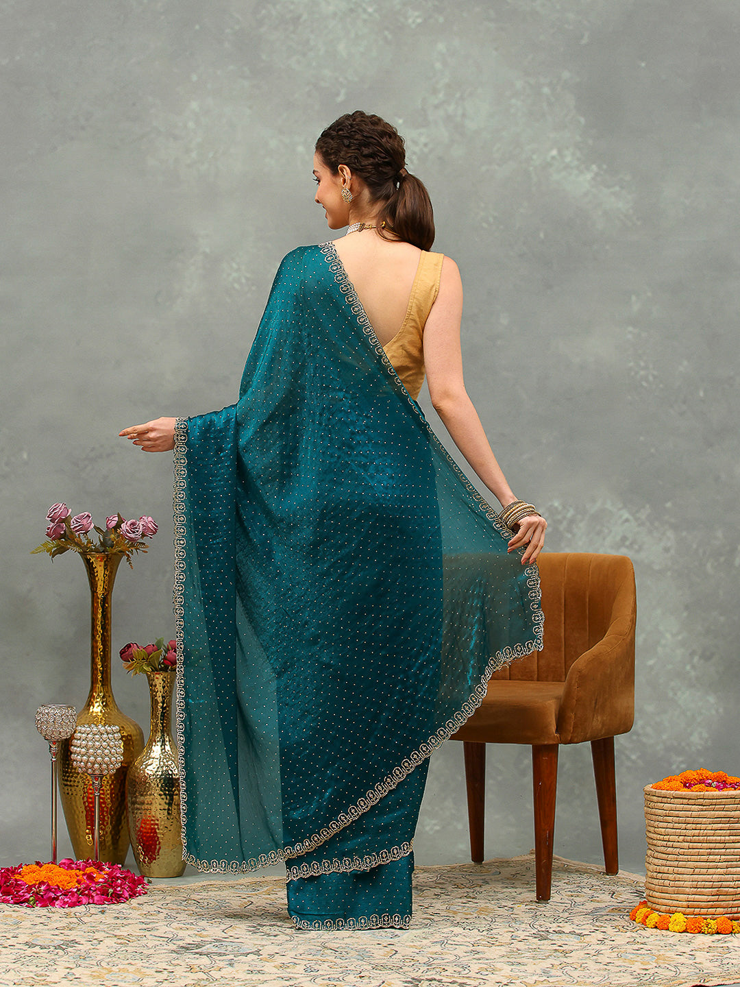Embroidered Chiffon Saree