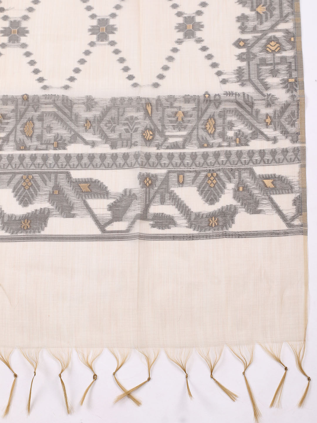 Printed Chanderi Unstitched Suit With Pant Dupatta