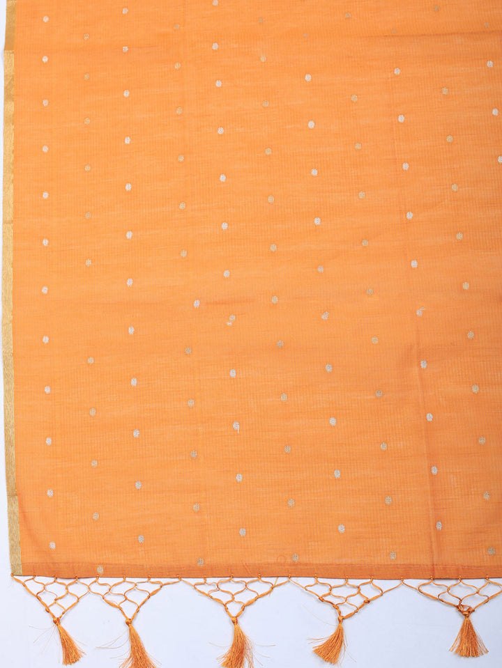 Embroidered Chanderi Unstitched Suit With Pant &amp; Dupatta